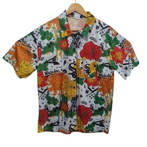 Destroyer Rocks White Sox Floral Graphic Men's Button Up Shirt Size Medium